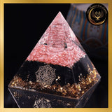 Obsidienne - Magnifique Pyramide en Orgonite - Sri Yantra - 5 à 8 cm disponible chez Les Flammes de la Lumière
