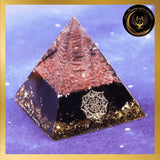 Obsidienne - Magnifique Pyramide en Orgonite - Sri Yantra - 5 à 8 cm disponible chez Les Flammes de la Lumière
