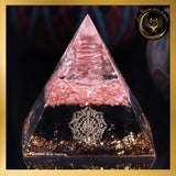 Obsidienne - Magnifique Pyramide en Orgonite - Sri Yantra - 5 à 8 cm disponible chez Les Flammes de la Lumière