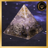 Quartz Rose - Citrine - Labradorite - Magnifique Pyramide en orgonite - 5 à 8 cm disponible chez Les Flammes de la Lumière