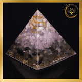 Quartz Rose - Citrine - Labradorite - Magnifique Pyramide en orgonite - 5 à 8 cm disponible chez Les Flammes de la Lumière