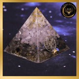 Quartz Rose - Citrine - Labradorite - Magnifique Pyramide en orgonite - 5 à 8 cm disponible chez Les Flammes de la Lumière