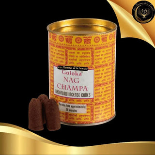 Nag Champa - 24 Cônes d'encens Backflow (à refoulement) - Goloka disponible chez Les Flammes de la Lumière
