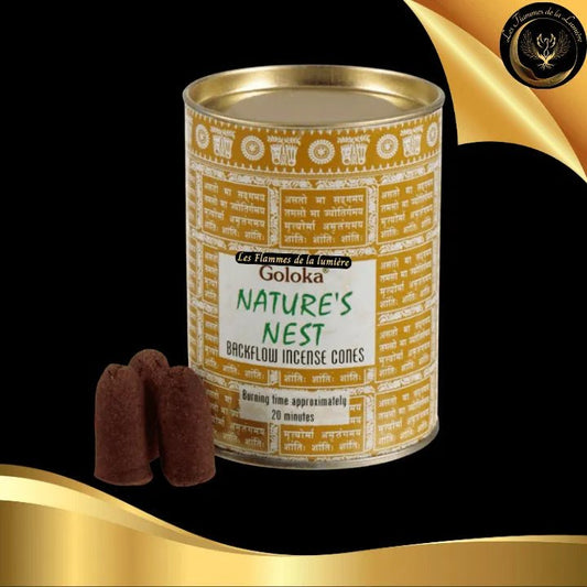 Nature's Nest - 24 Cônes d'encens Backflow (à refoulement) - Goloka disponible chez Les Flammes de la Lumière