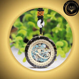 Obsidienne & Turquoise - Très beau collier orgone - Oeil d'Horus disponible chez Les Flammes de la Lumière