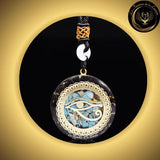 Obsidienne & Turquoise - Très beau collier orgone - Oeil d'Horus disponible chez Les Flammes de la Lumière