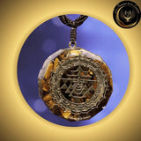 Oeil De Tigre - Magnifique Collier - pendentif orgone - Sri Tantra - Géométrie Sacrée chez Les Flammes de la Lumière