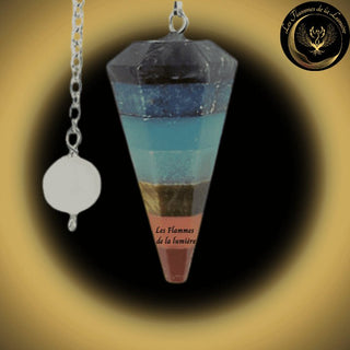 Pendule cône 7 chakras disponible chez Les Flammes de la Lumière