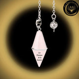 Pendule cône en Quartz Rose disponible chez Les Flammes de la Lumière