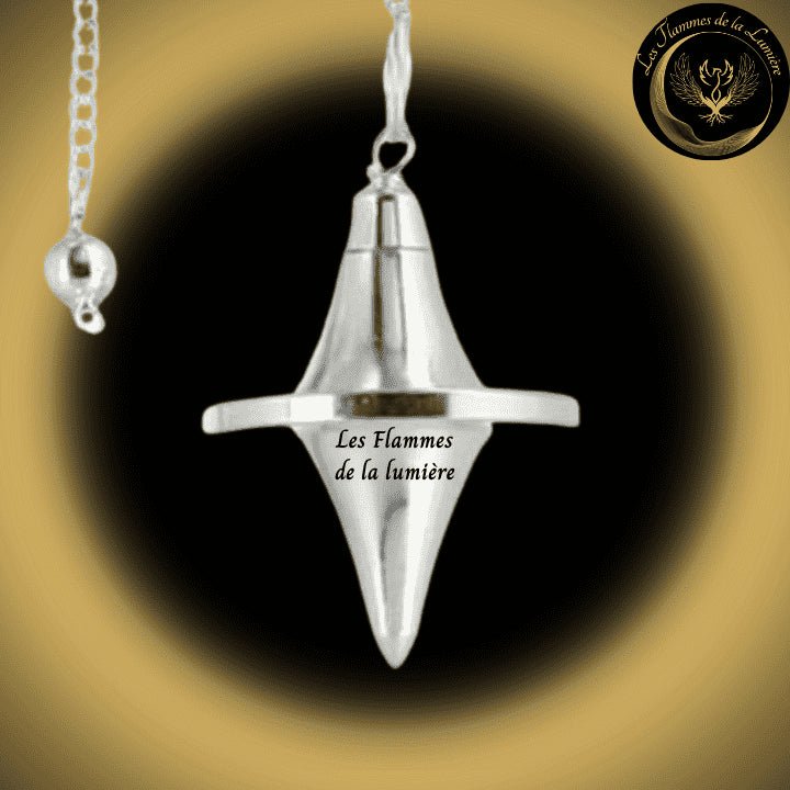Pendule cône - témoin - couleur argent disponible chez Les Flammes de la Lumière