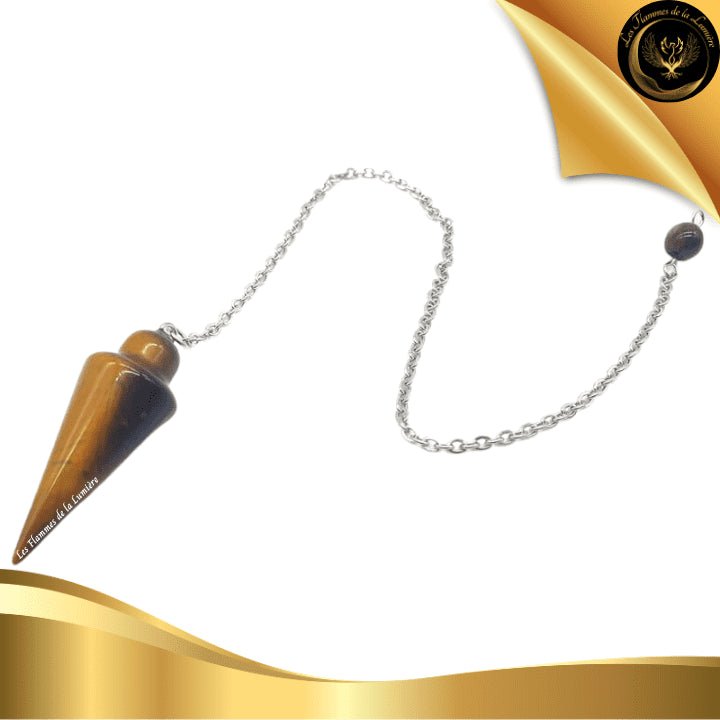 Pendule Goutte Oeil de Tigre disponible chez Les Flammes de la Lumière