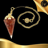 Pendule Orgone cône en Agate rouge - Orgonite disponible chez Les Flammes de la Lumière