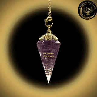 Pendule Orgone cône en Améthyste - Orgonite disponible chez Les Flammes de la Lumière