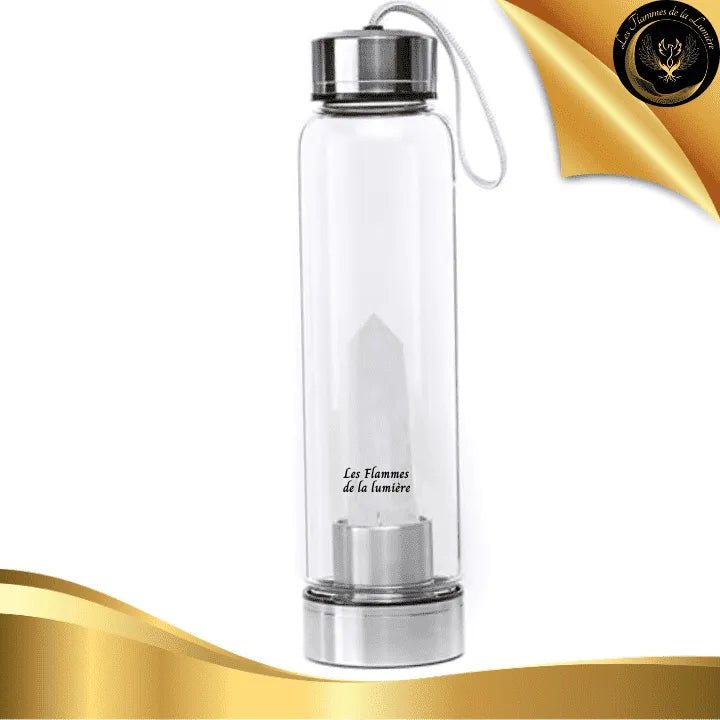Quartz blanc (Cristal de Roche) - Bouteille Tadasana Pointe - 550ml disponible chez Les Flammes de la Lumière