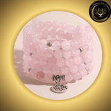 Quartz Rose - Très beau bracelet Mala Tibétain - 108 perles - Lotus - 8 mm disponible chez Les Flammes de la Lumière