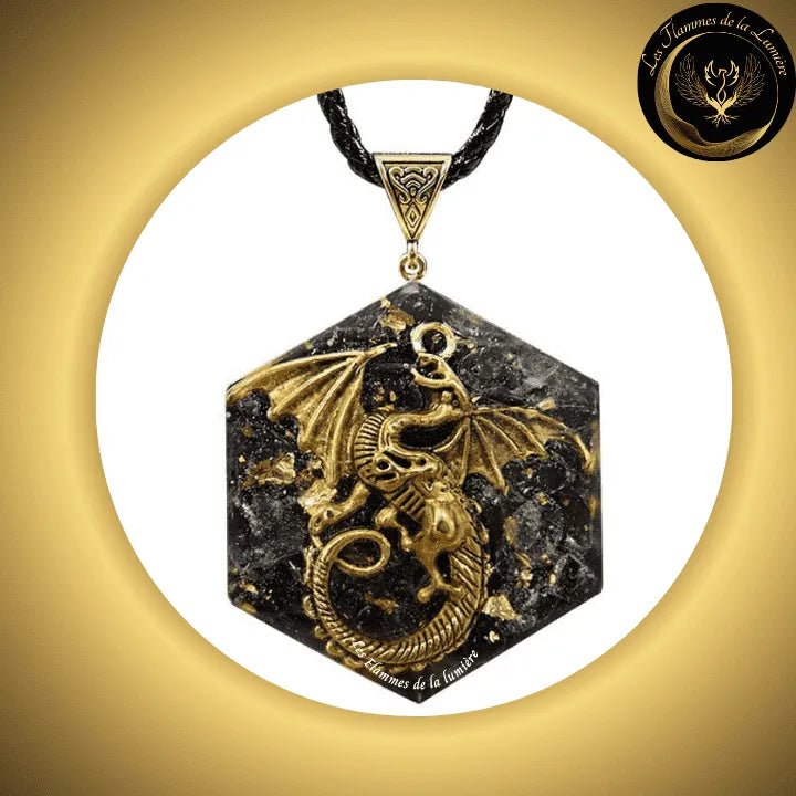 Obsidienne - Magnifique Collier orgone - Dragon - disponible chez Les Flammes de la Lumière