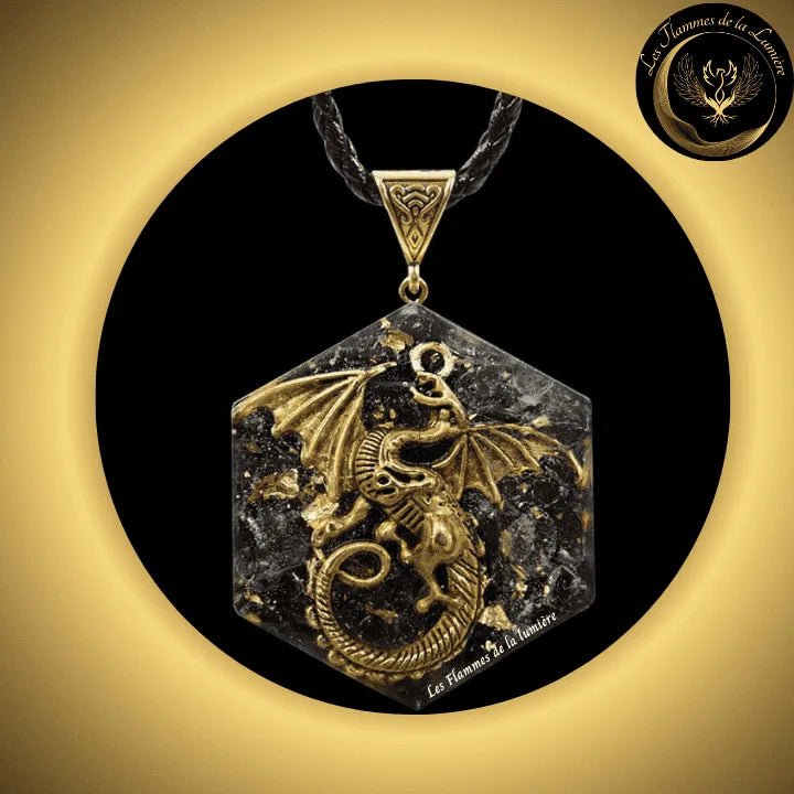 Obsidienne - Magnifique Collier orgone - Dragon - disponible chez Les Flammes de la Lumière