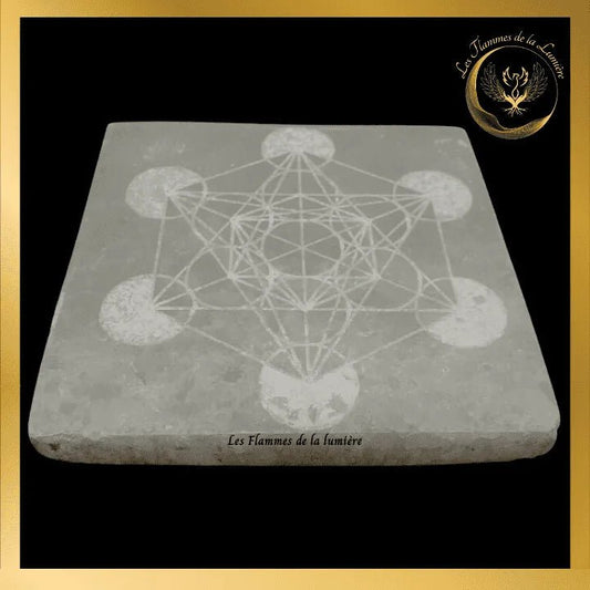 Sélénite - Très beau Porte-Encens - Cube de Métatron - 10cm disponible chez Les Flammes de la Lumière