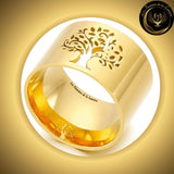 Sublime Bague - Arbre de vie - acier inoxydable - géométrie sacrée - doré disponible chez Les Flammes de la Lumière