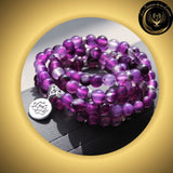 Agate - Très beau bracelet Mala Tibétain - Lotus - 108 perles - 8mm disponible chez Les Flammes de la Lumière