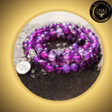 Agate - Très beau bracelet Mala Tibétain - Lotus - 108 perles - 8mm disponible chez Les Flammes de la Lumière