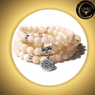 Jade - Très beau bracelet Mala Tibétain - Lotus - 108 perles - 8mm disponible chez Les Flammes de la Lumière