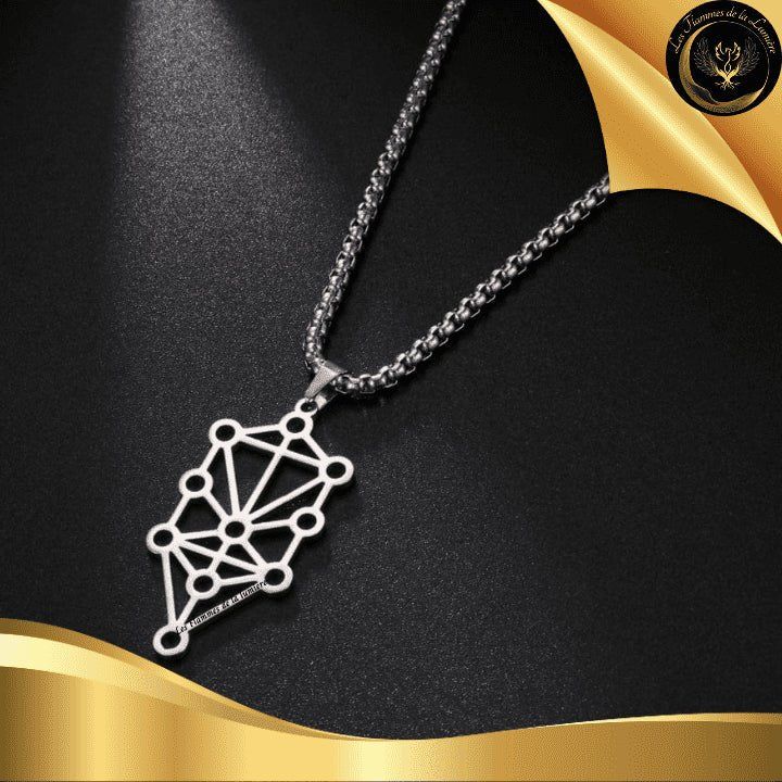 Très belle chaine - Arbre de Vie - acier inoxydable - géométrie sacrée disponible chez Les Flammes de la Lumière