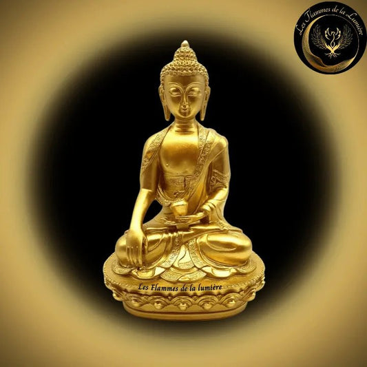 Très belle Statue doré de Bouddha - 28cm - disponible chez Les Flammes de la Lumière