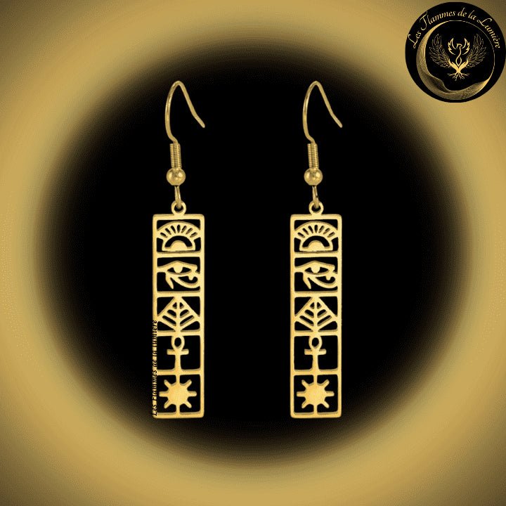 Très belles boucles d'oreilles Egyptienne - Acier inoxydable disponible chez Les Flammes de la Lumière