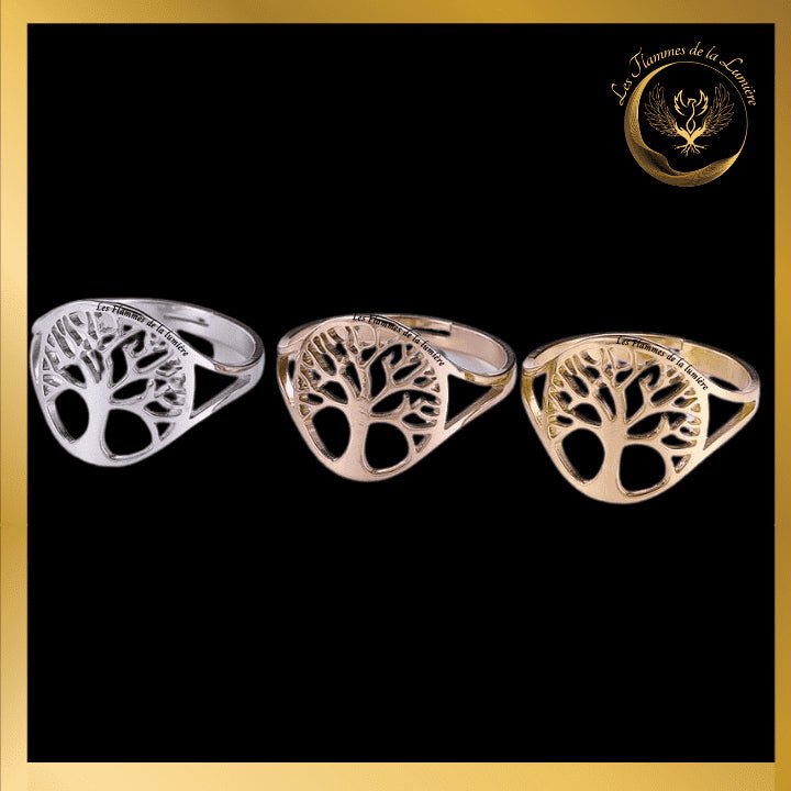 Très jolie Bague ajustable - Arbre de vie - acier inoxydable - géométrie sacrée - Vieux Rose chez Les Flammes de la Lumière