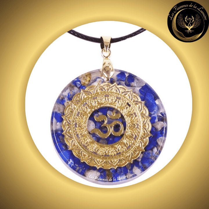 Lapis-Lazuli - Très joli collier orgone - Mandala OM disponible chez Les Flammes de la Lumière