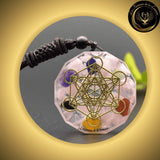 Quartz Rose - Très joli collier Orgone - 7 chakras - Cube de Métatron disponible chez Les Flammes de la Lumière