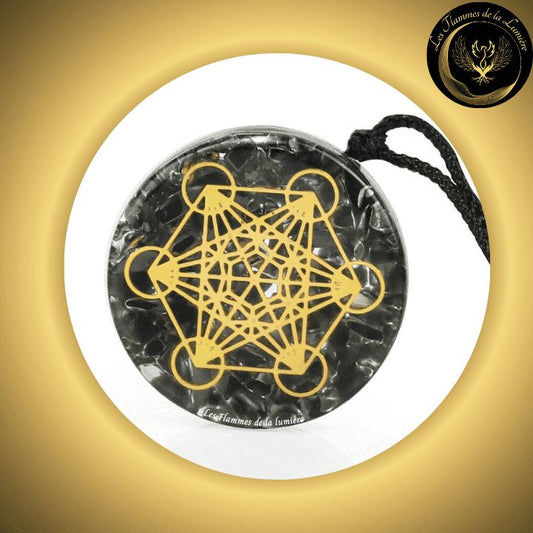 Obsidienne noire - Très joli collier orgone - Cube de Métatron disponible chez Les Flammes de la Lumière