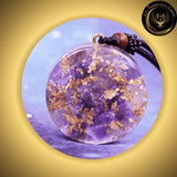 Améthyste - Très joli Collier - pendentif orgone - Sri Tantra - Géométrie Sacrée disponible chez Les Flammes de la Lumière